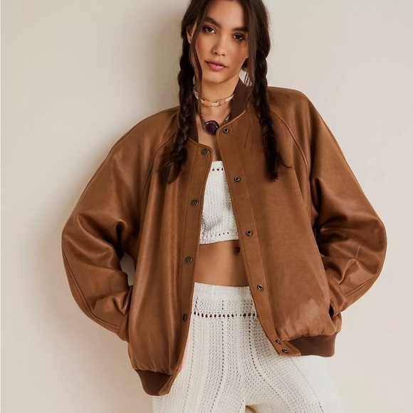 Free People Jackets & Blazers - NWT We The Free Wild Rose Vegan Suede Bomber Jacket